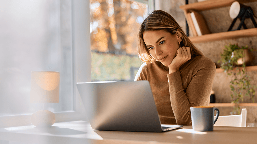 Woman working on laptop
